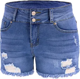 Atditama Women's Summer Ripped Jean Shorts Stretch Skinny Frayed Denim Shorts Beach Casual Women Shorts