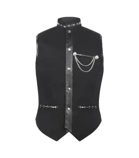 Black Cotton Men Gothic Waist Coat
