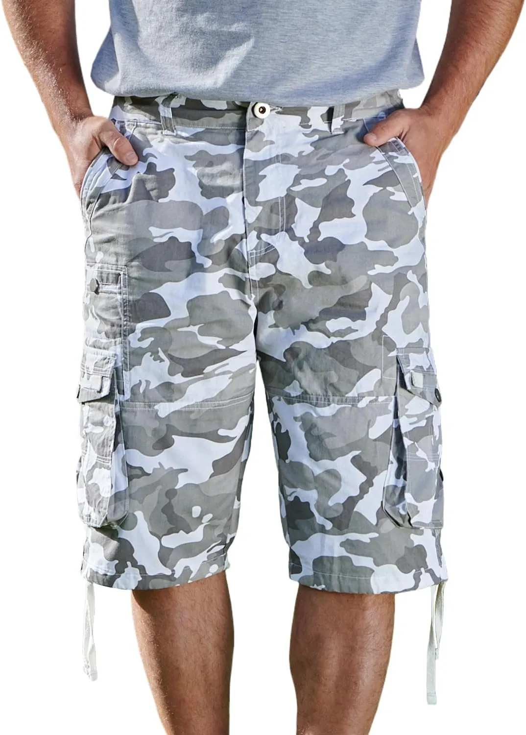Cargo Shorts for Men Multi Pockets Mens Shorts Below Knee Casual Hiking Summer Shorts