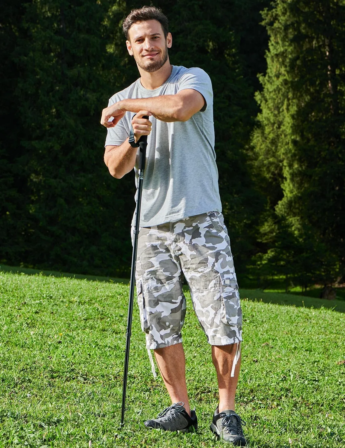 Cargo Shorts for Men Multi Pockets Mens Shorts Below Knee Casual Hiking Summer Shorts