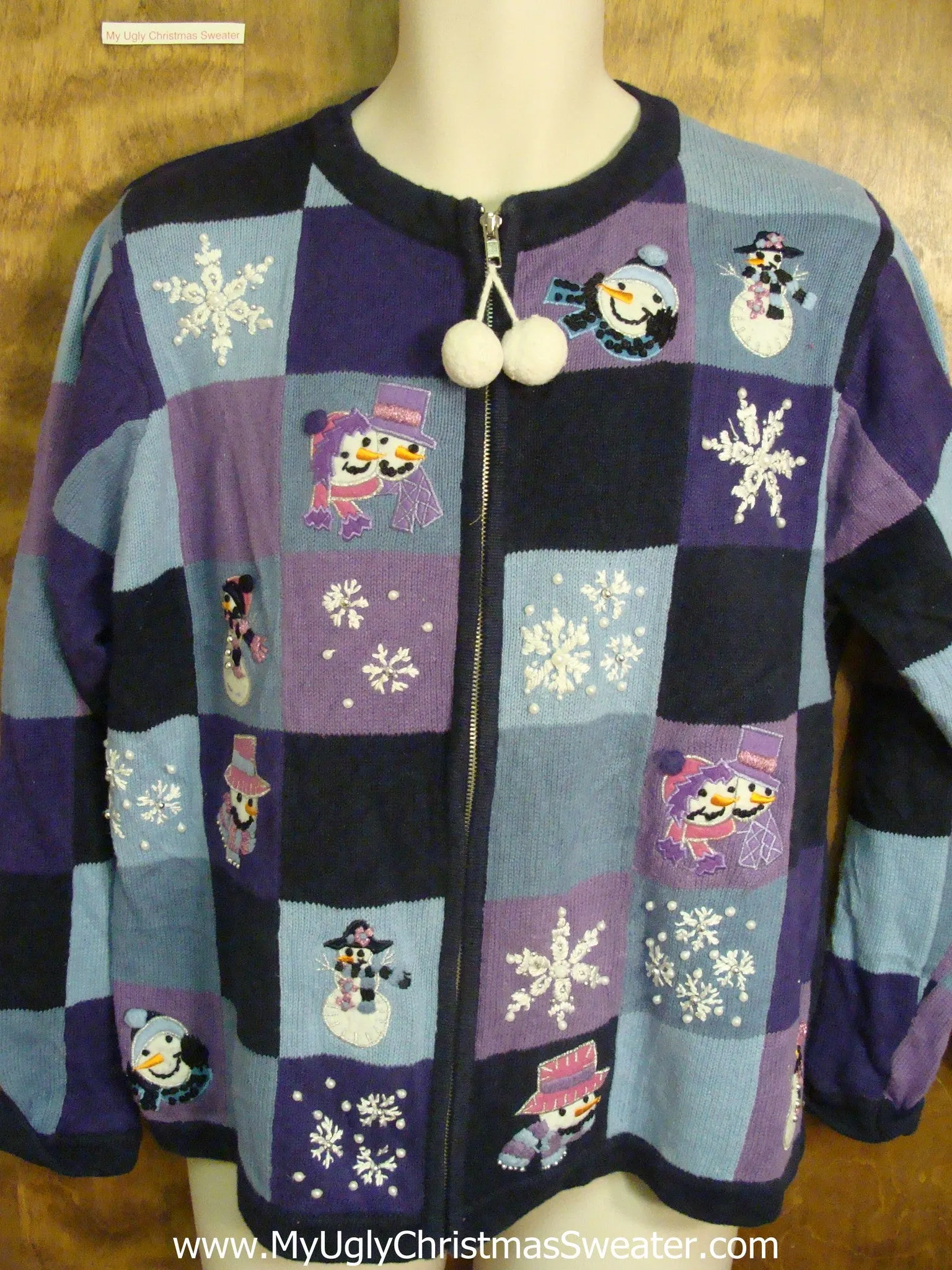 Checkerboard Pattern Tacky Xmas Party Sweater