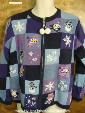 Checkerboard Pattern Tacky Xmas Party Sweater