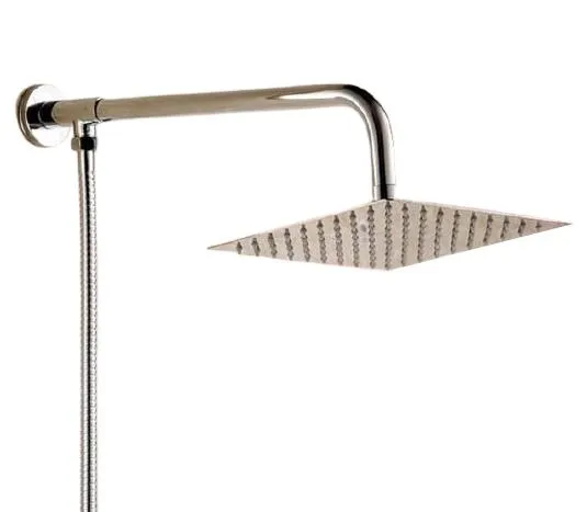 Chrome Finished Rainfall Ultra thin Shower Head and Shower Arm with Shower Hose