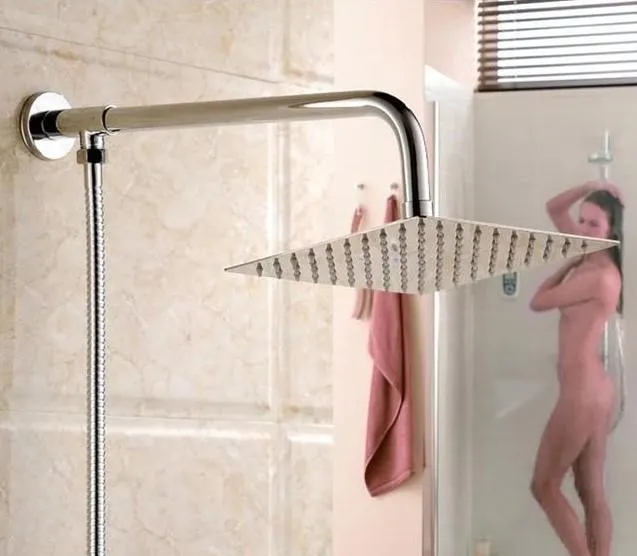 Chrome Finished Rainfall Ultra thin Shower Head and Shower Arm with Shower Hose