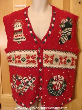 Crazy Red Button Cheap Christmas Sweater Vest