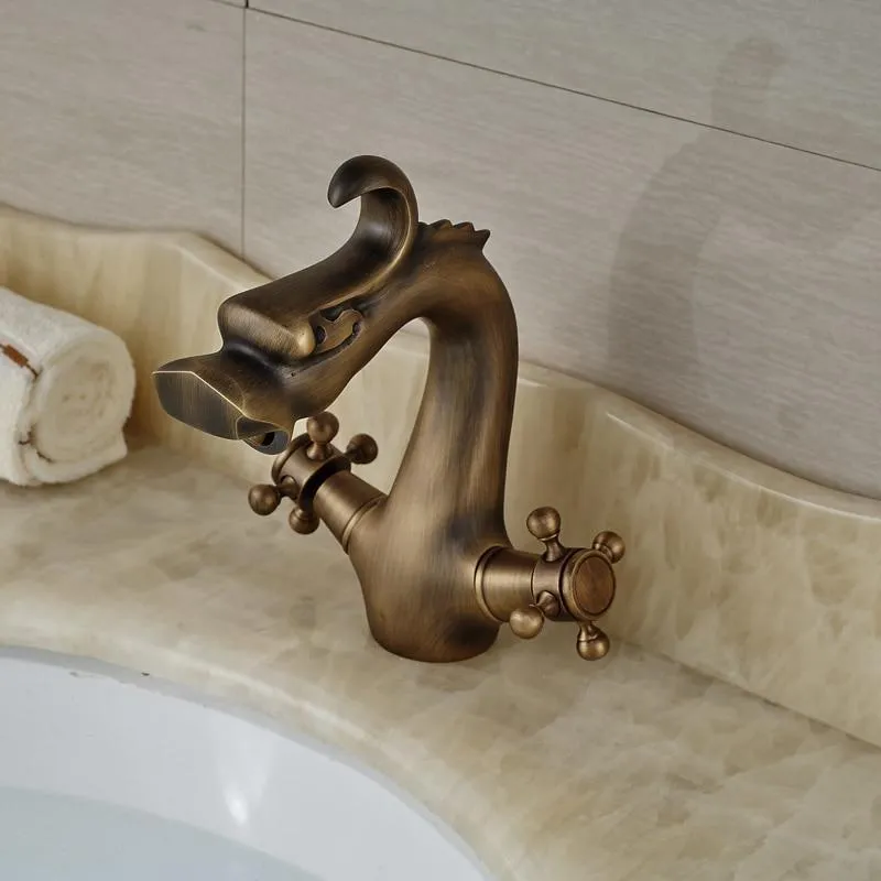 Dragon Style Deck Mounted Dual Handle Faucet