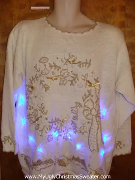 Fancy Wreath 80s Light Up Ugly Xmas Sweater