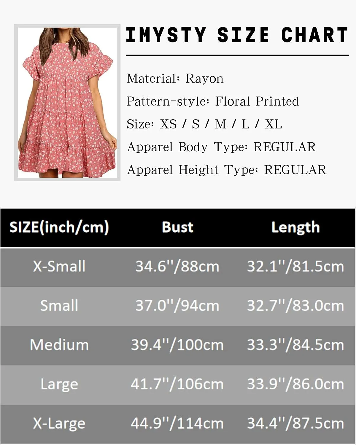 Imysty Womens Boho Floral Ruffle Sleeve Babydoll Loose Flowy Casual Summer Pleated Mini Dress