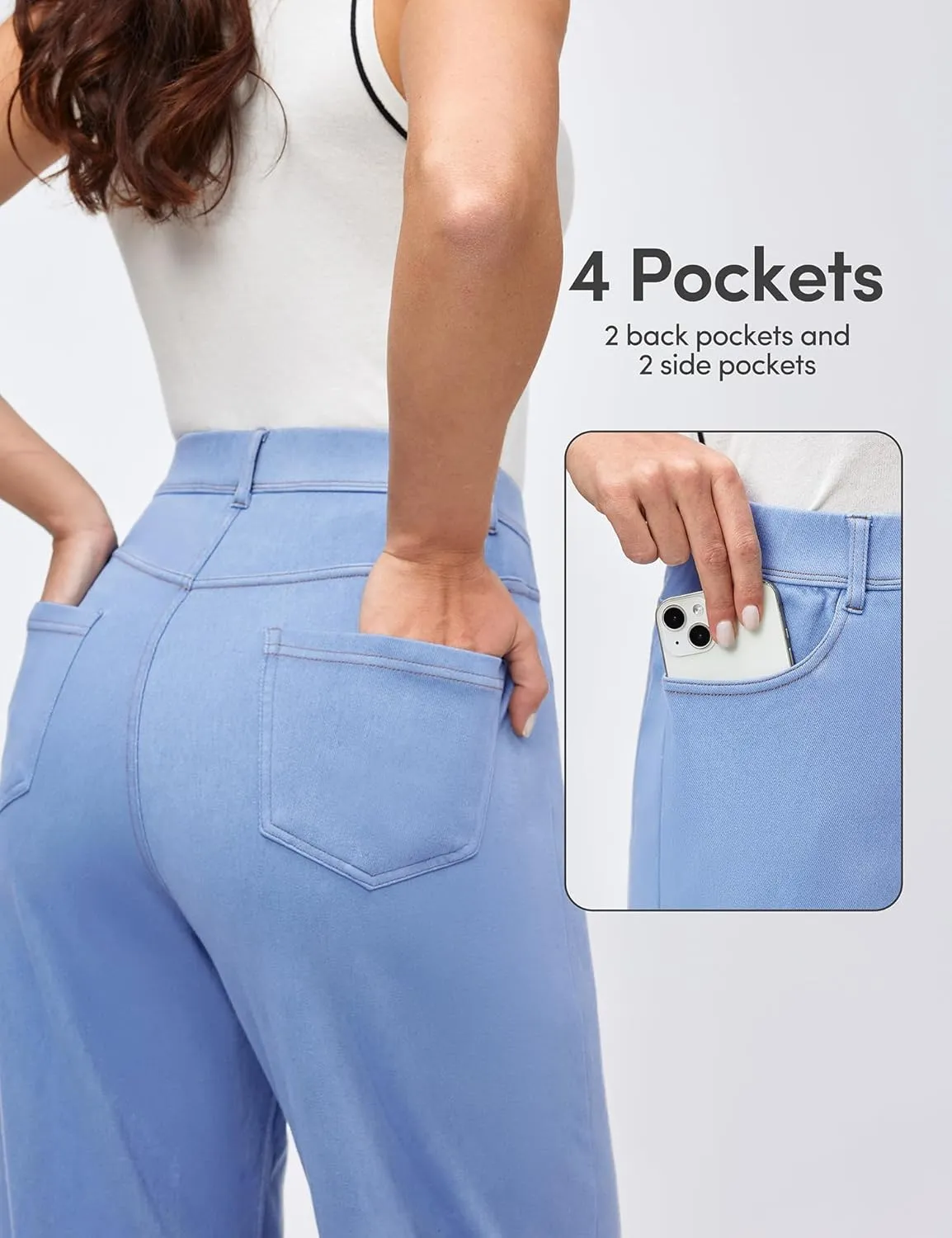 IUGA Wide Leg Jeans Woman Stretchy Pull On Baggy Jeans High Waisted Trendy Womens Jeans Straight Casual Denim Pants