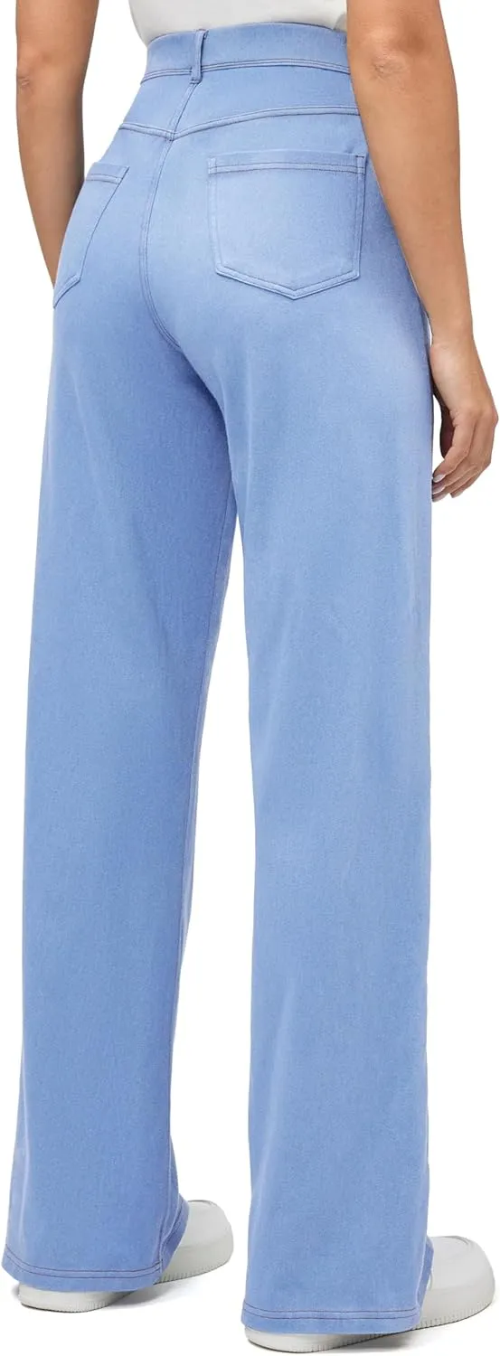 IUGA Wide Leg Jeans Woman Stretchy Pull On Baggy Jeans High Waisted Trendy Womens Jeans Straight Casual Denim Pants