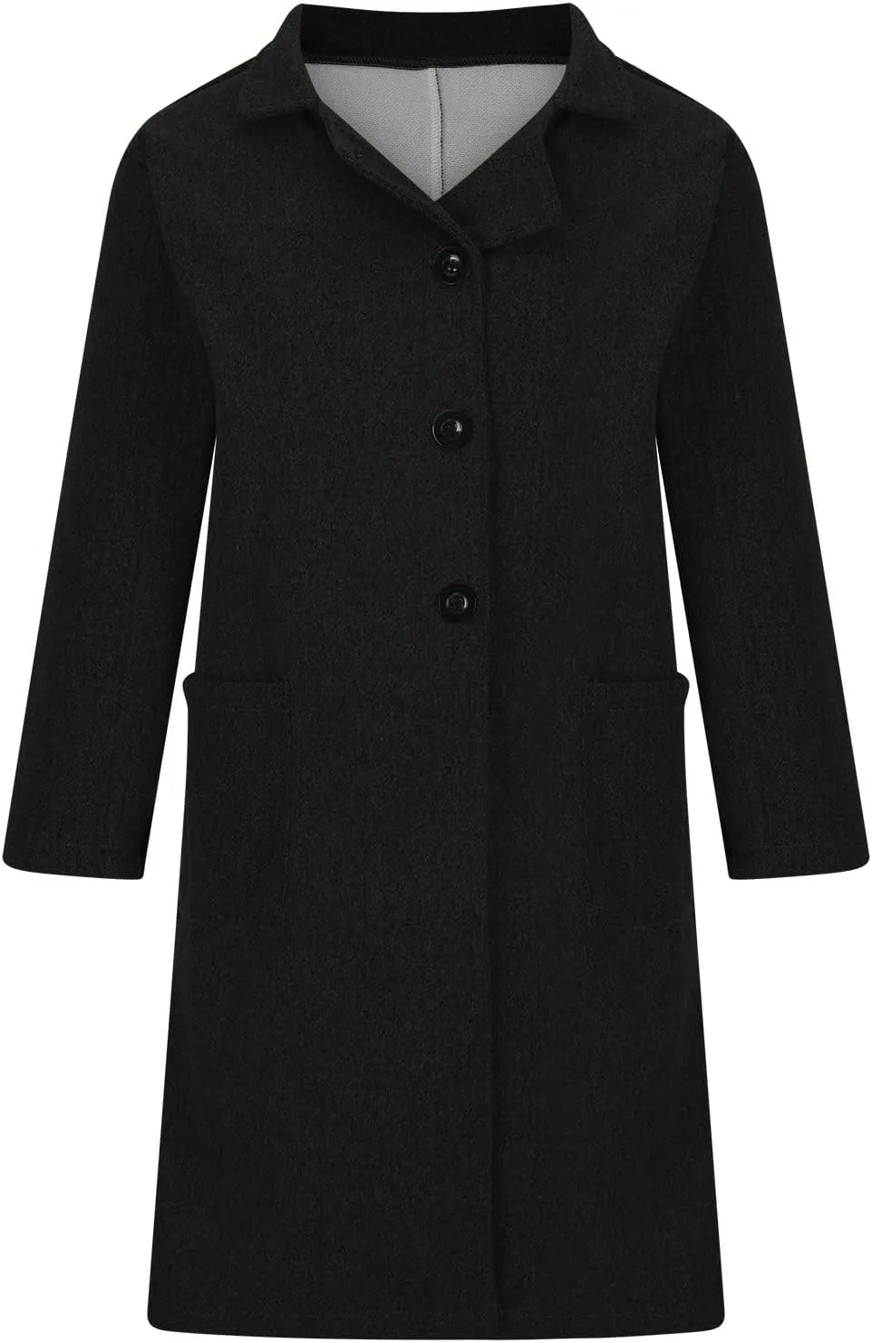 Long Trench Coat for Women Elegant Single Breasted Pea Coat Winter Warm Wool Blend Oversized Pea Coat with Pockets