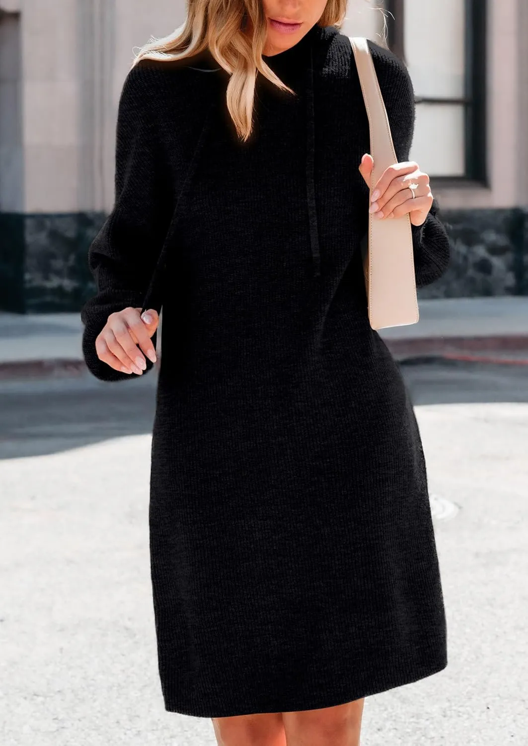 PRETTYGARDEN Women's Sweater Dress Fall Winter Casual Long Sleeve Pullover Chunky Knit Loose Oversized Hoodie Tunic Sweaters