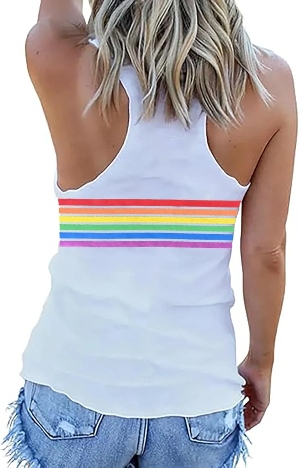 Pride LGBTQ Tank Top Women Love Heart Rainbow Flag Tshirt Lesbian Pride Top Sleeveless Graphic Vest Tee