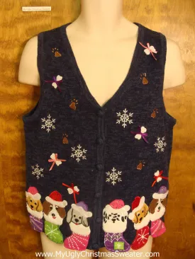 Puppy Presents Funny Christmas Sweater Vest