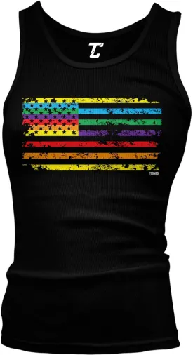 Rainbow American Flag - Gay Pride LGBTQ Juniors Tank Top