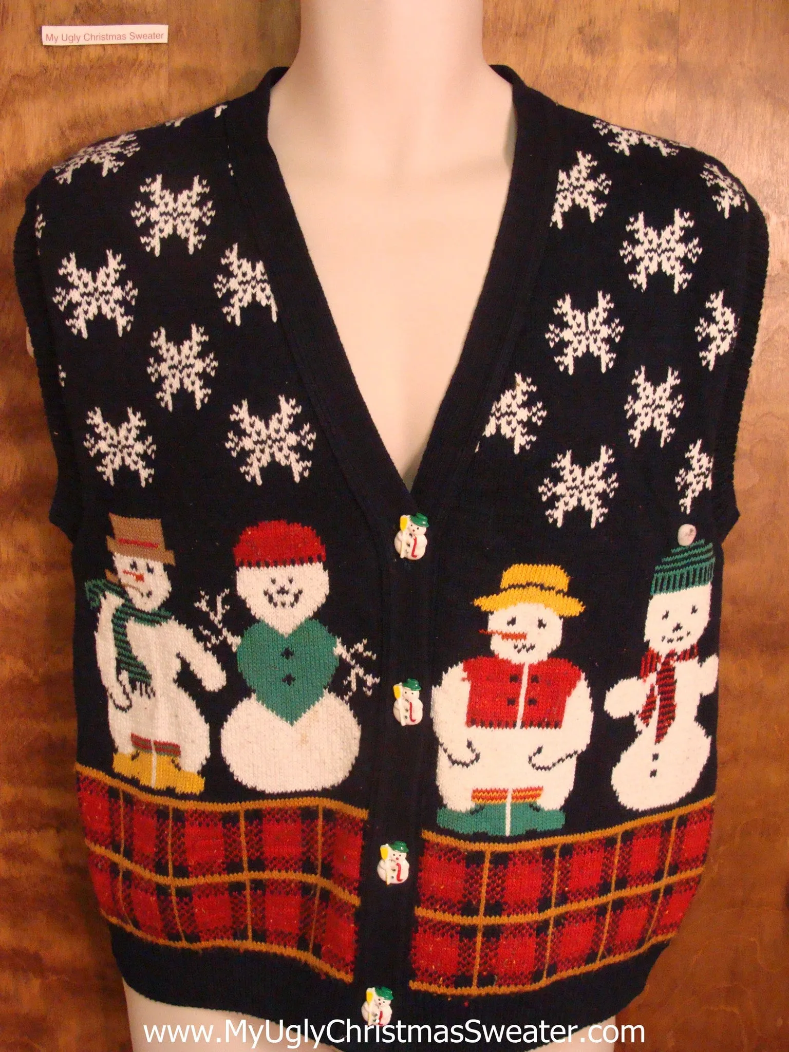 Snowmen and Falling Snow Horrible Christmas Sweater Vest
