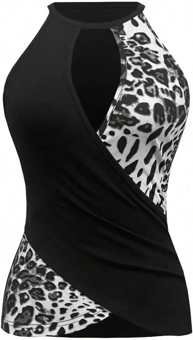 SweatyRocks Women's Ruched Cut Out Criss Cross Wrap Halter Top Sleeveless Cami Tank Top