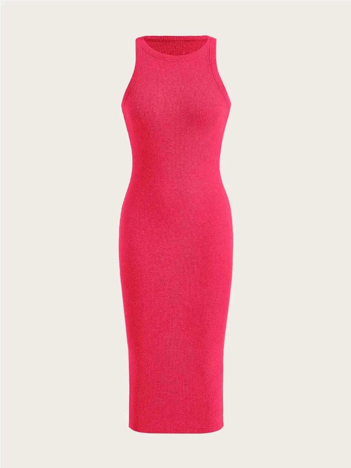 Verdusa Women's Fall Dress Sleeveless Ribbed Knit Midi Tank Dress Wedding Guest Dress Sweater Dresses