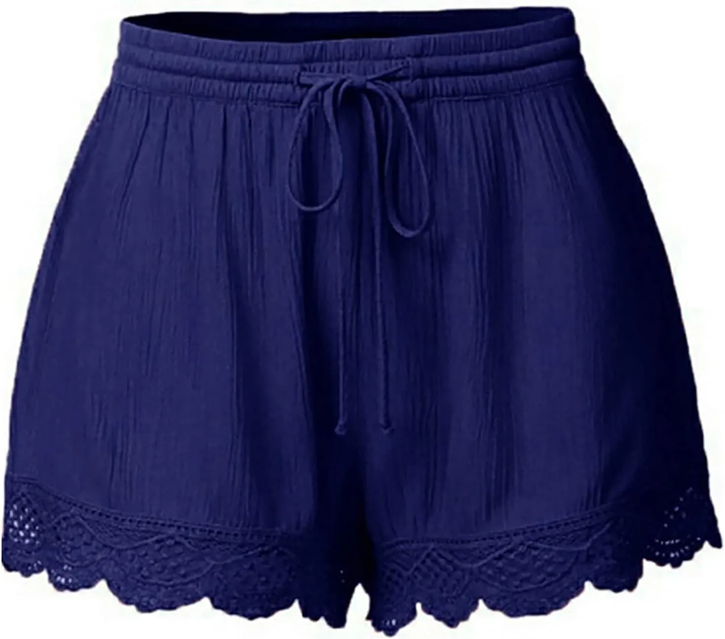 Women Floral Lace Trim Shorts Casual Summer Shorts Plus Size High Waist Drawstring Dressy Shorts Trendy Beach Clothes