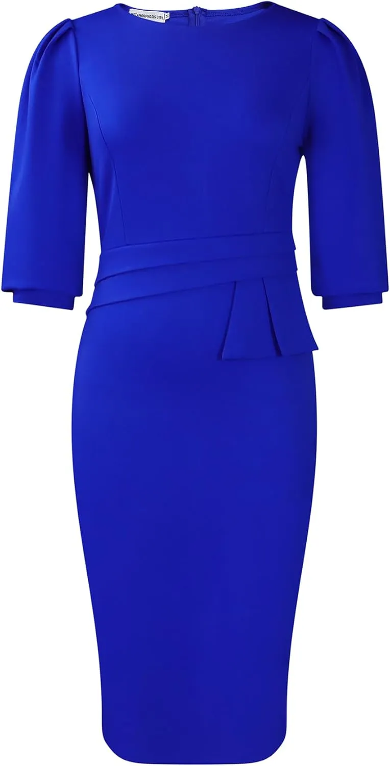 ZVO Midi Dress for Women Pencil Dress Fashion Work Dress Elegant Church Dress High Waist Outfits