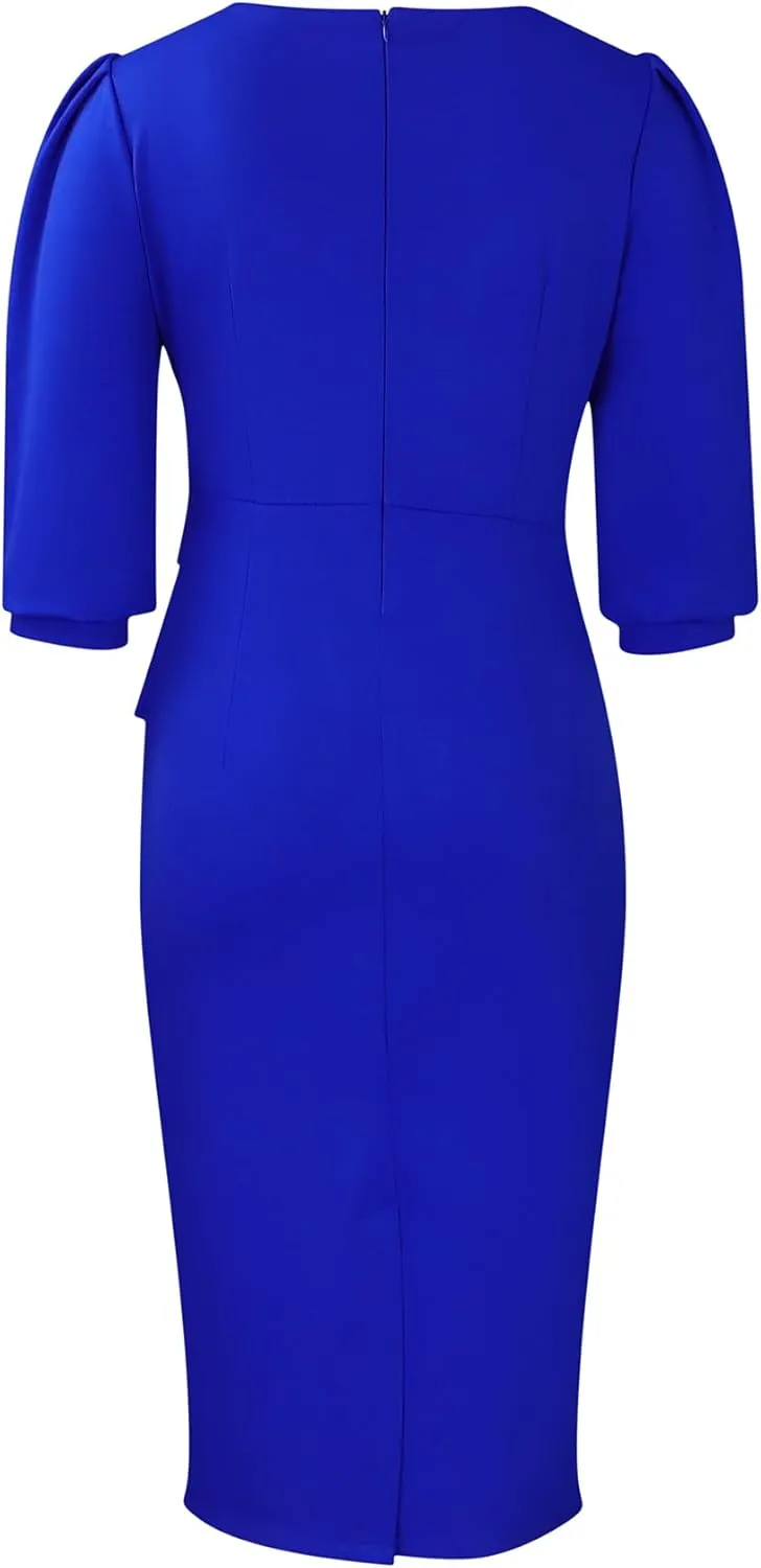ZVO Midi Dress for Women Pencil Dress Fashion Work Dress Elegant Church Dress High Waist Outfits